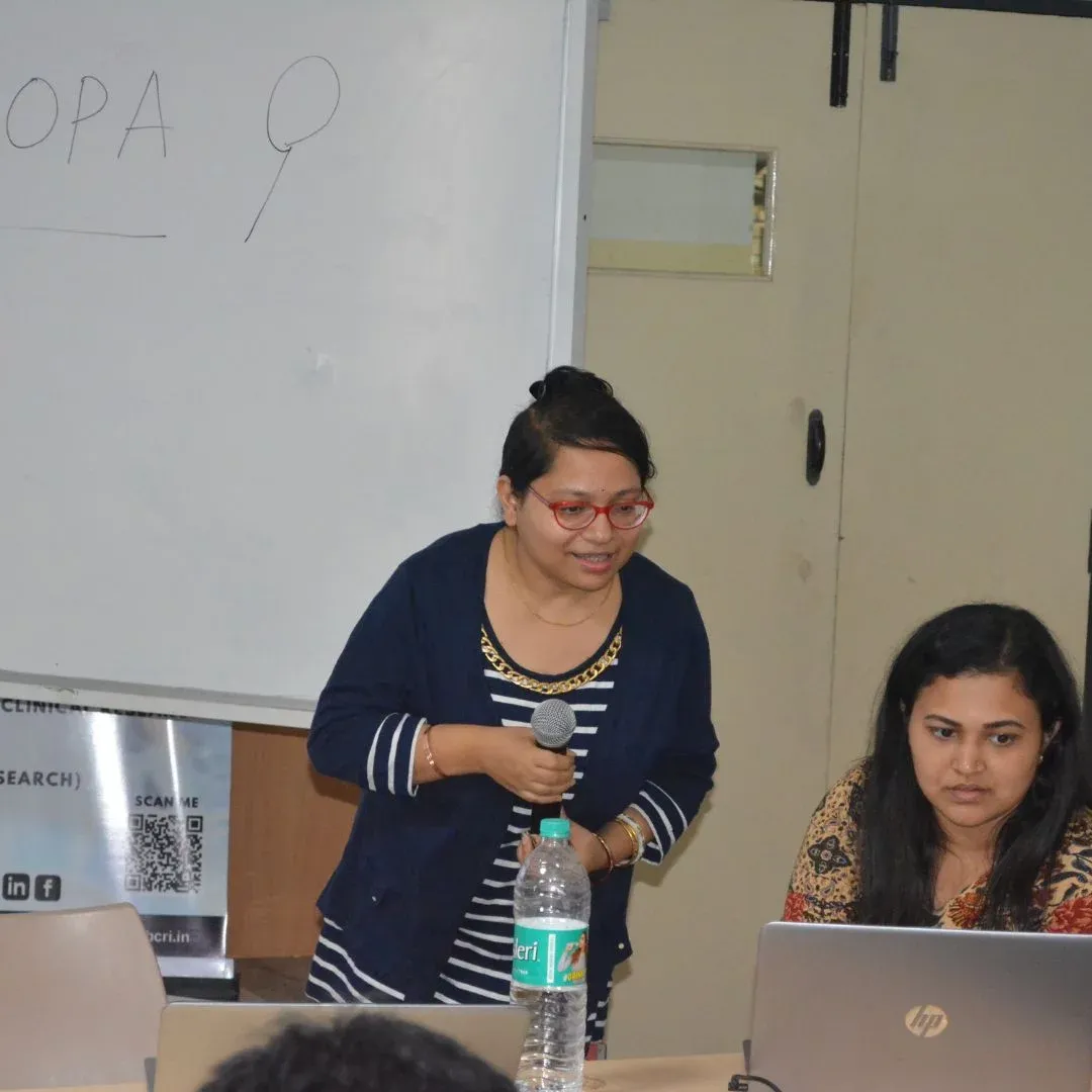 BCRI trainer teaching a clinical research class at the HSR Layout campus in Bangalore