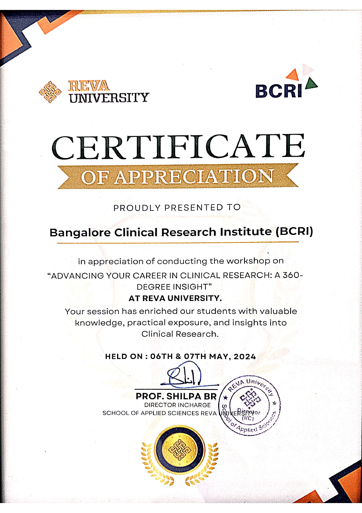 Letter of appreciation - Partner 1